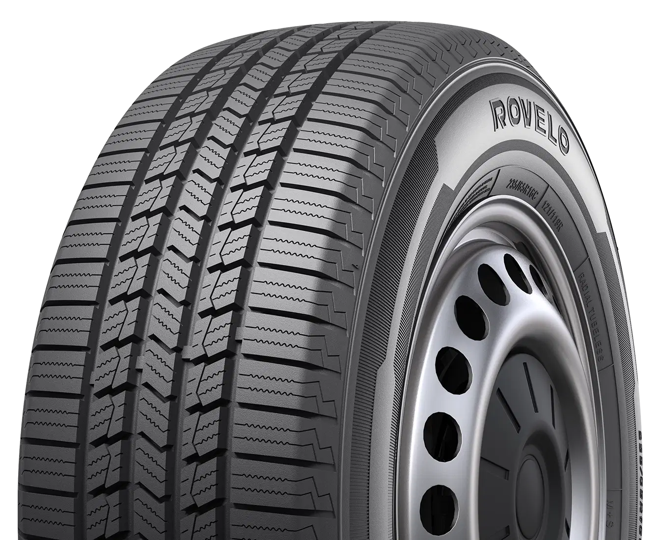 All-season Rovelo tire featuring a detailed tread pattern for enhanced road grip and performance.